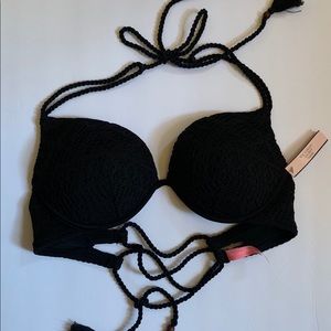 ✅SOLD✅BlackVictoriaSecret lace pushup swimming bra
